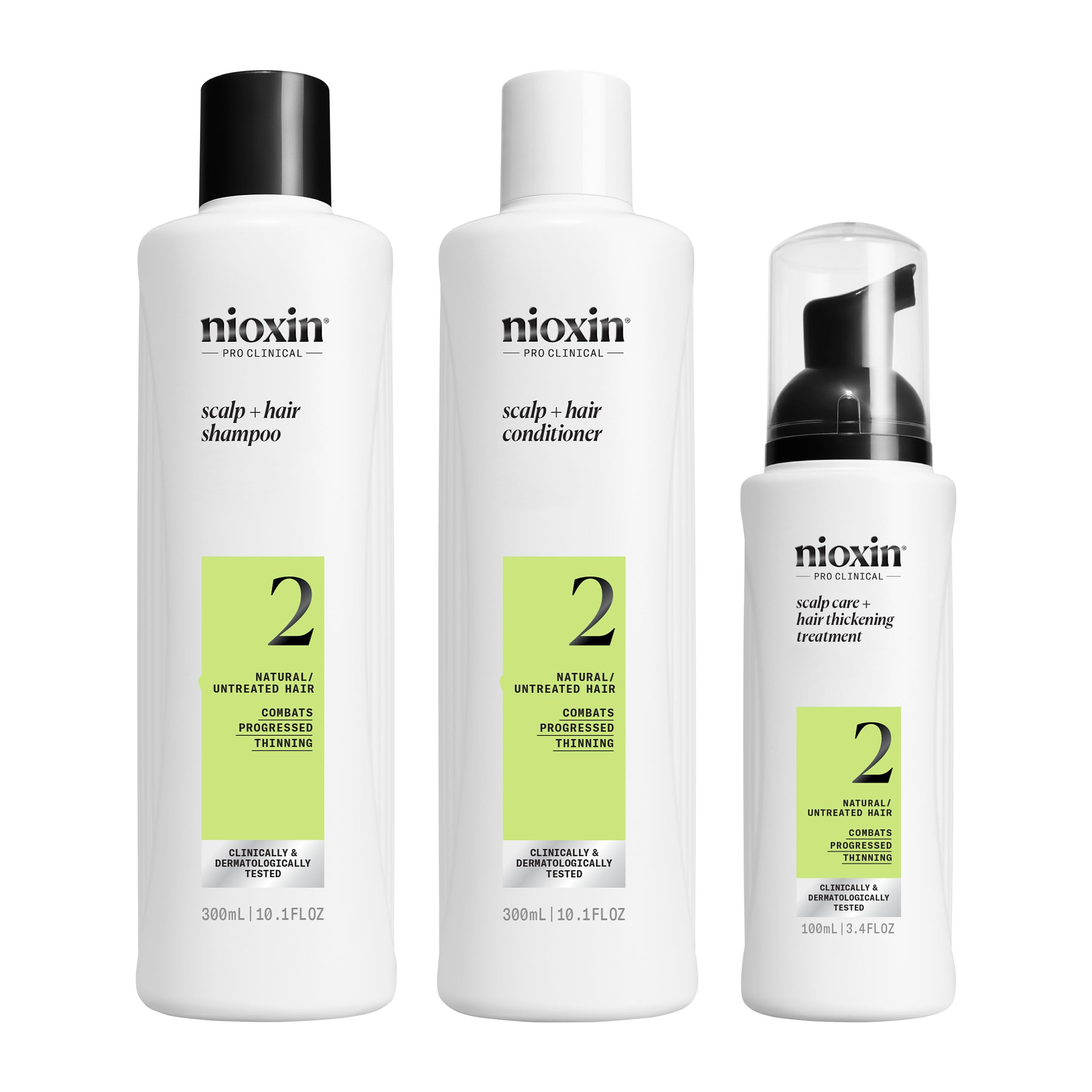 Nioxin Scalp + Hair Thickening System 2 - Hair Thickening System for Natural Hair with Progressed Thinning, Full Size (Packaging May Vary)
